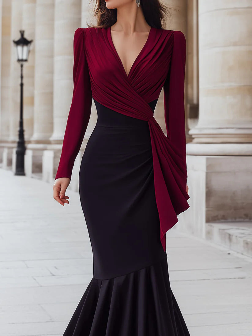 Elegant Two-Tone Draped Mermaid Gown