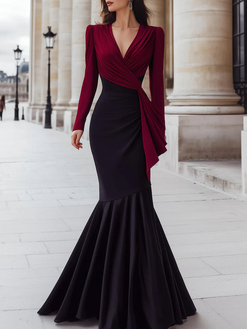 Elegant Two-Tone Draped Mermaid Gown