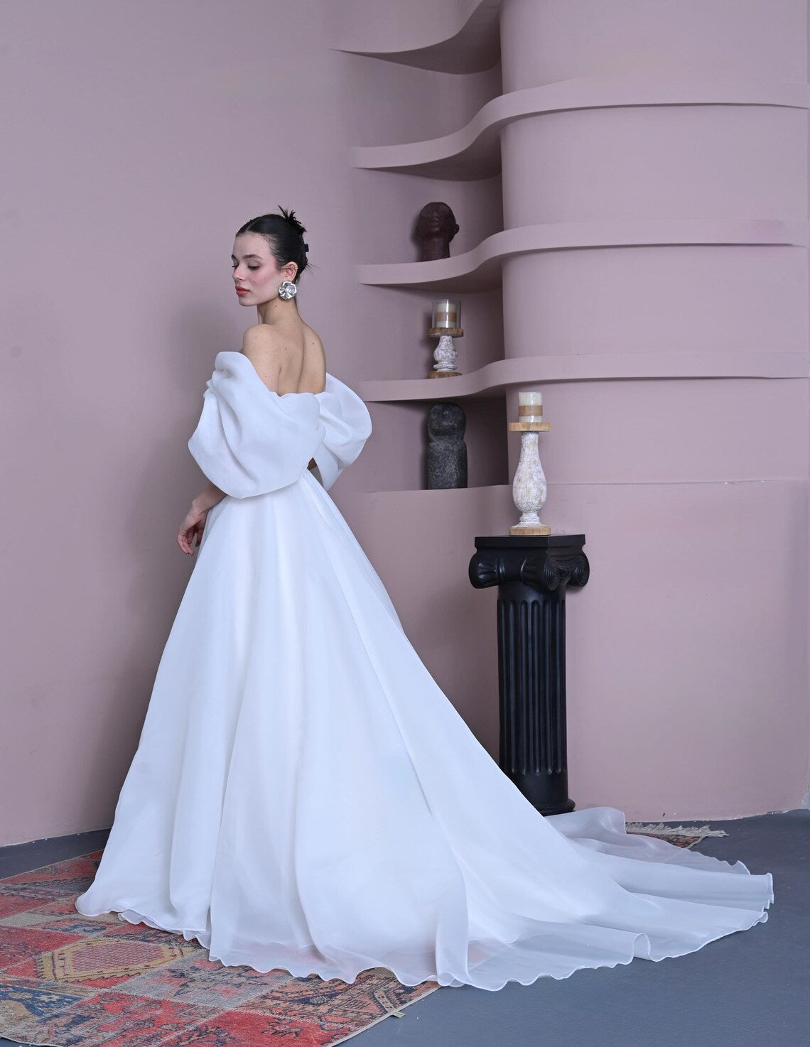 Elegant Off the Shoulder Ruched Wedding Dress – BL Dress Elegant Off the Shoulder Ruched Wedding Dress – BL Dress