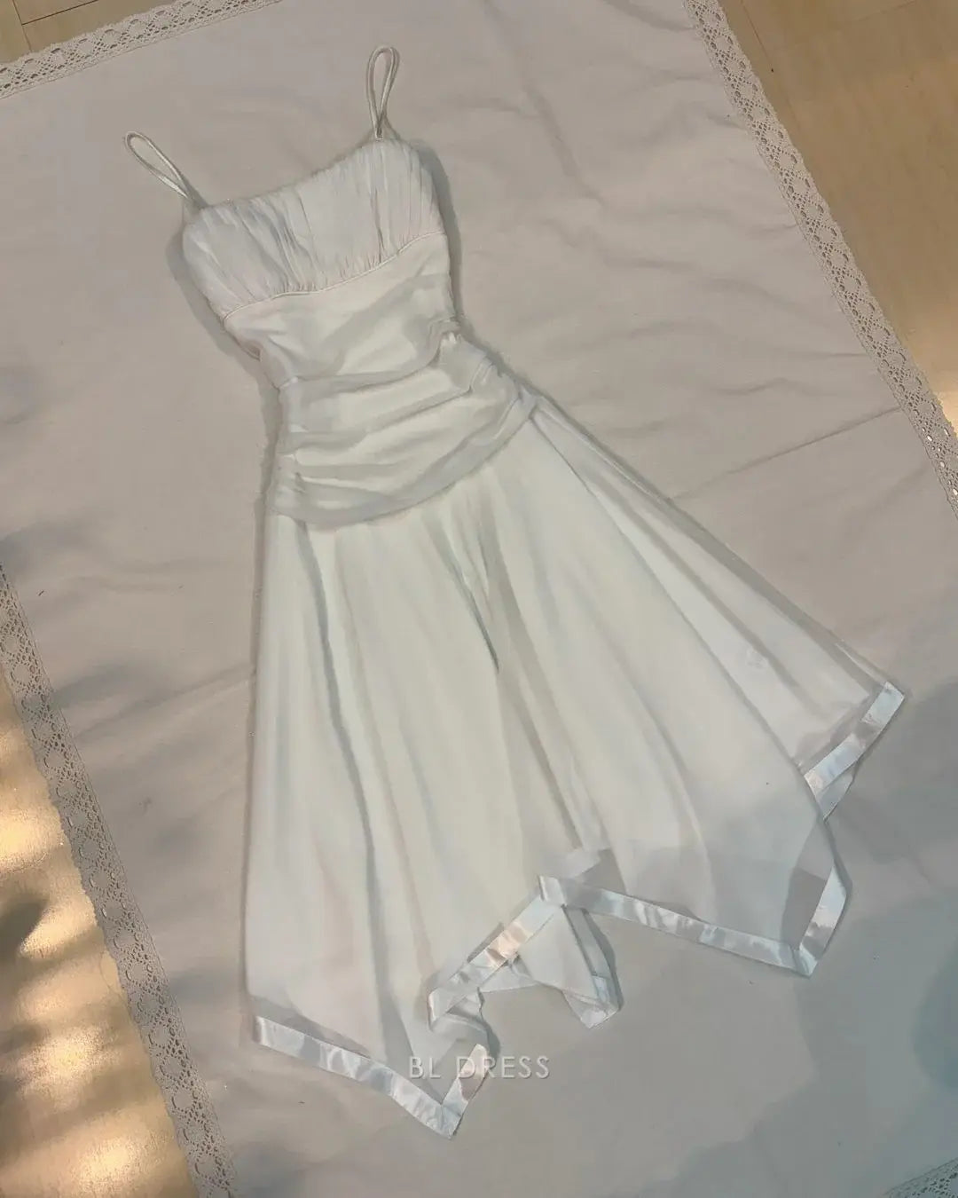 A-Linie Spaghettiträger Weißes Homecoming-Kleid Abendkleider Brautjungfernkleider Abendkleid Ballkleid