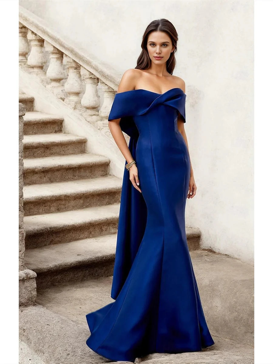 Luxurious Royal Blue Off-Shoulder Mermaid Formal Gown