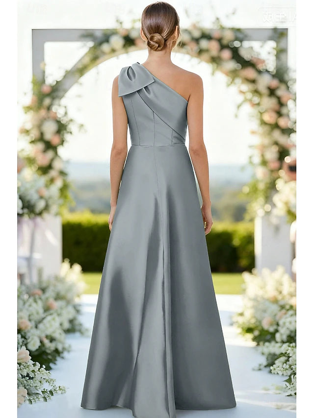 Elegant Dusty Blue One-Shoulder Embellished Mermaid Gown