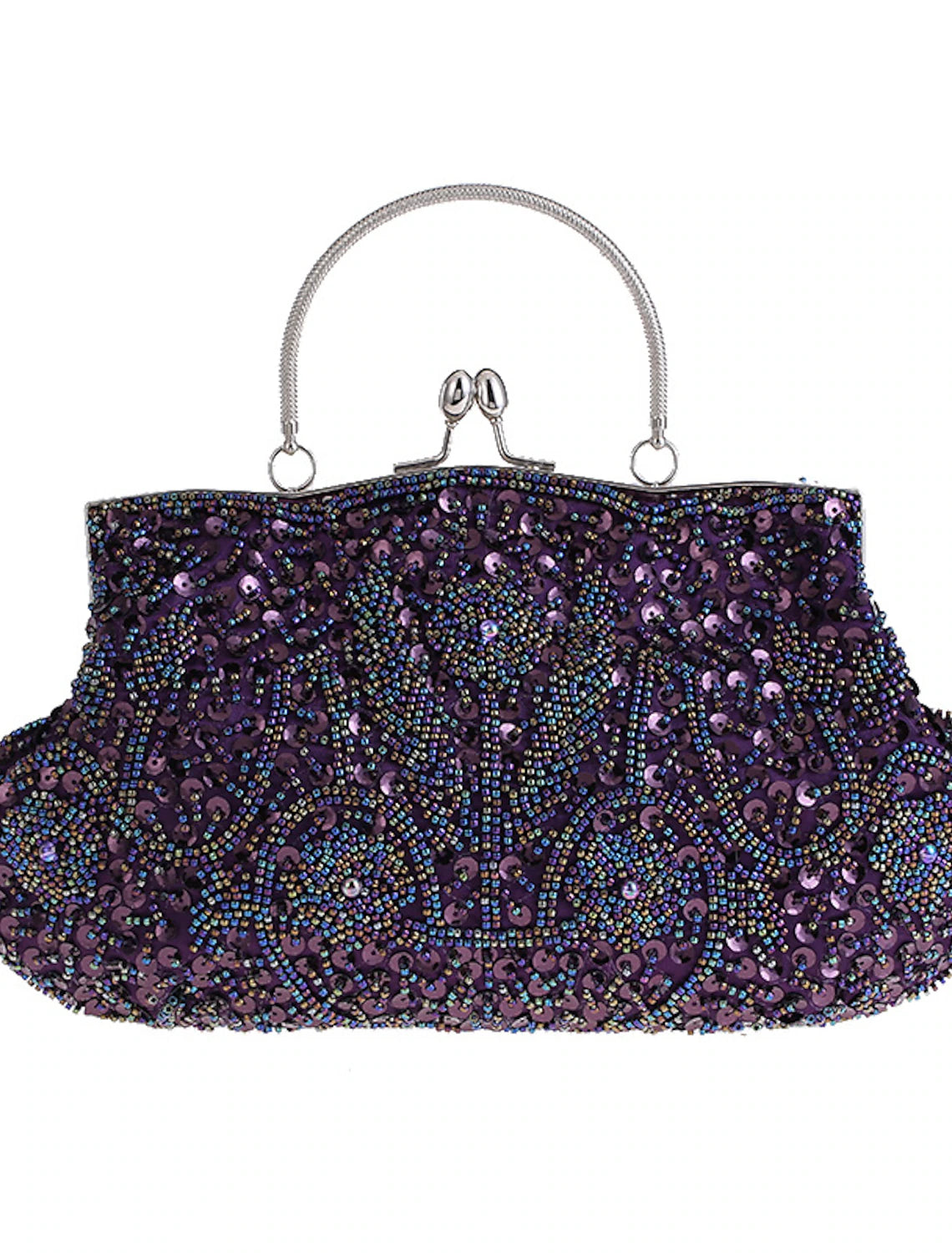 Women's Vintage Beaded Clutch Bag - Elegant Polyester for Evening & Wedding Parties