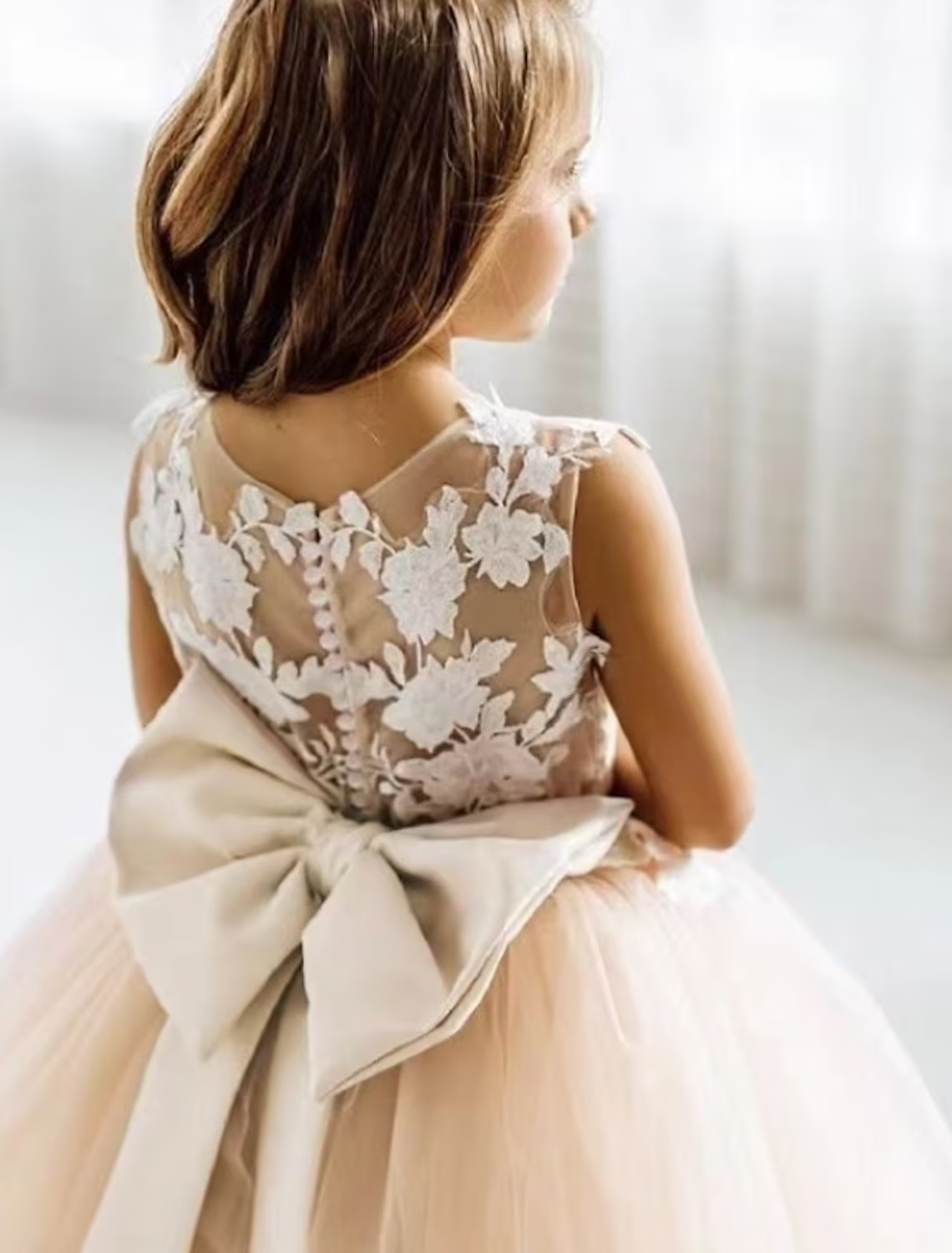 Kids Girls' Party Dress Solid Color Sleeveless Performance Mesh Princess Sweet Mesh Mid-Calf Sheath Dress Tulle Dress Summer Spring Fall 2-12 Years White Champagne