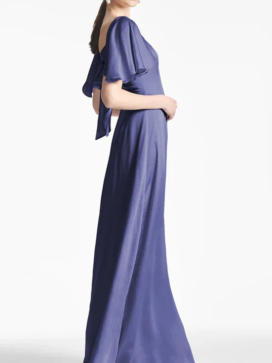 A Line Neck Floor Length Mother Of The Bride Dresses