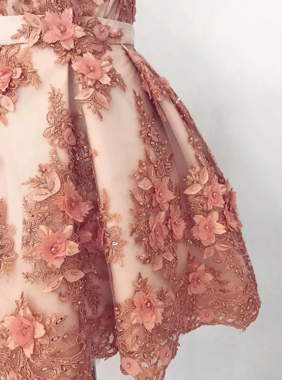 A-line Tulle V-neck Homecoming Dress Short Prom Dress