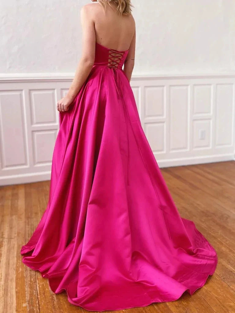 Strapless Satin Prom Dresses