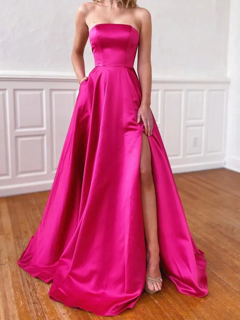 Strapless Satin Prom Dresses