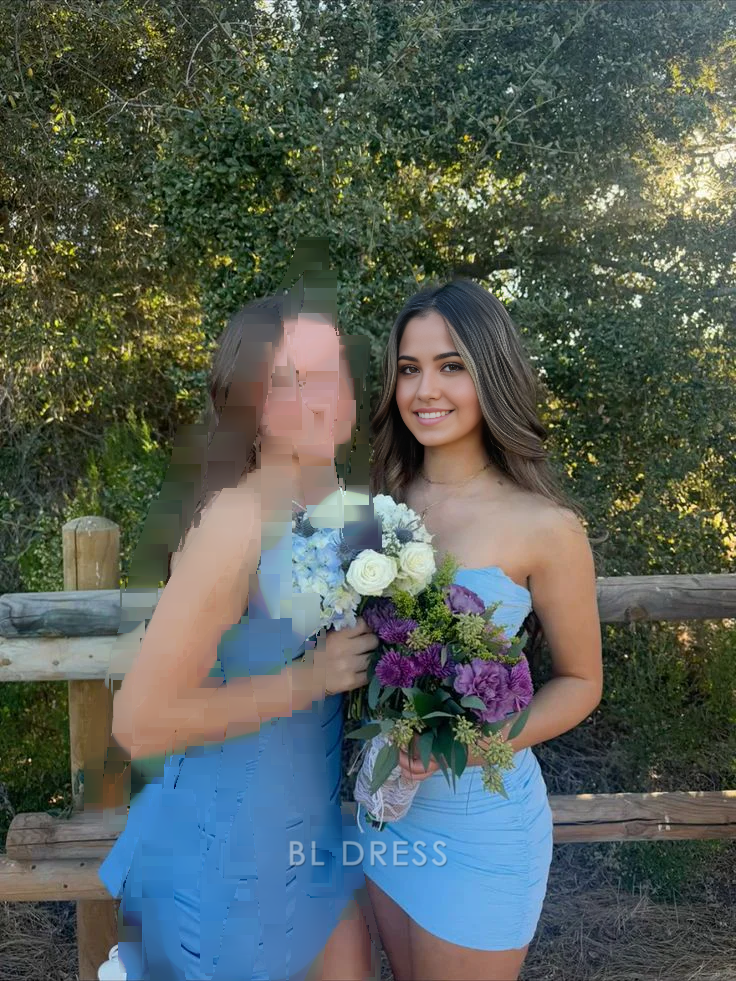 Sheath Strapless Blue Short Long formal dresses Bridesmaid Dresses evening gown Prom Dress Homecoming Dress