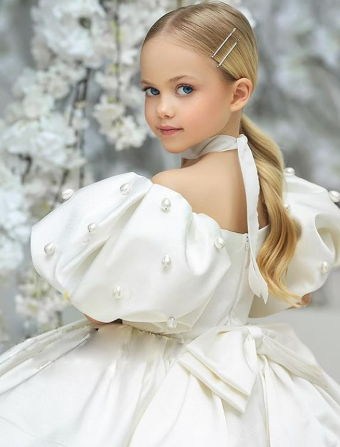 Kids Girls' Dress Solid Colored Short Sleeve Party Ruched Mesh Puff Sleeve Cute Sweet Polyester Above Knee A Line Dress Tulle Dress Summer Spring 3-12 Years Mint color White