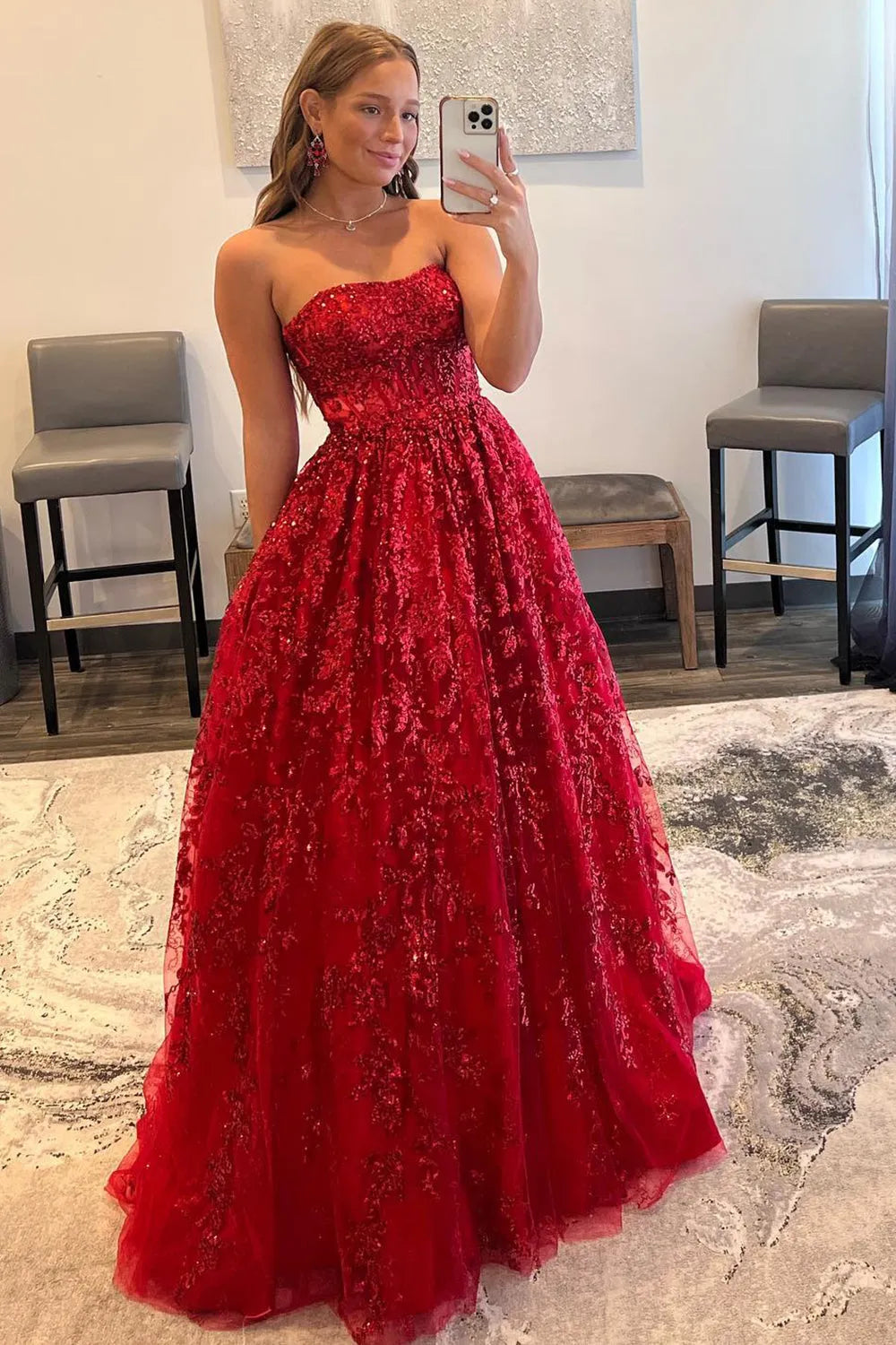 A-line Long Prom Dress with Appliques