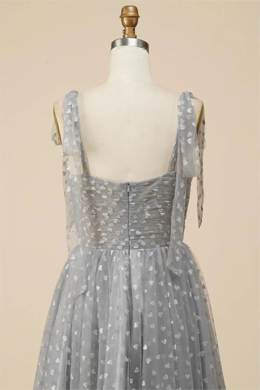 A-Linie, knielanges Spaghetti-Tüll-Partykleid