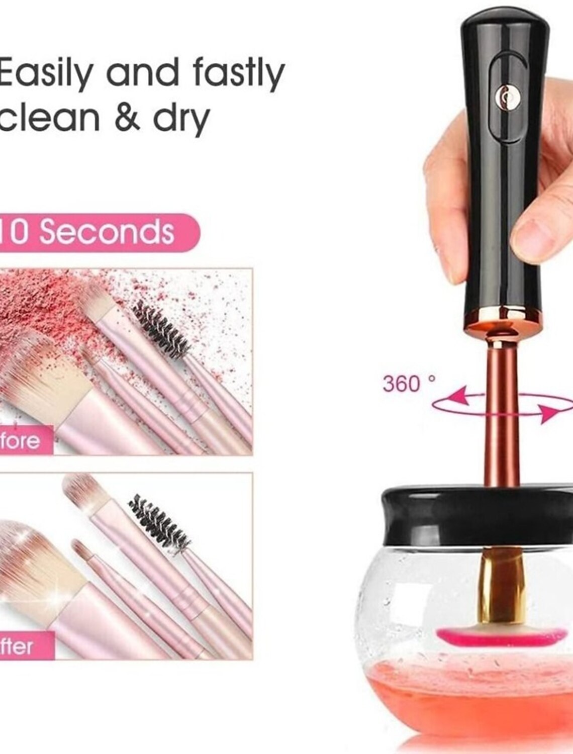 Electric makeup brush cleaner device.