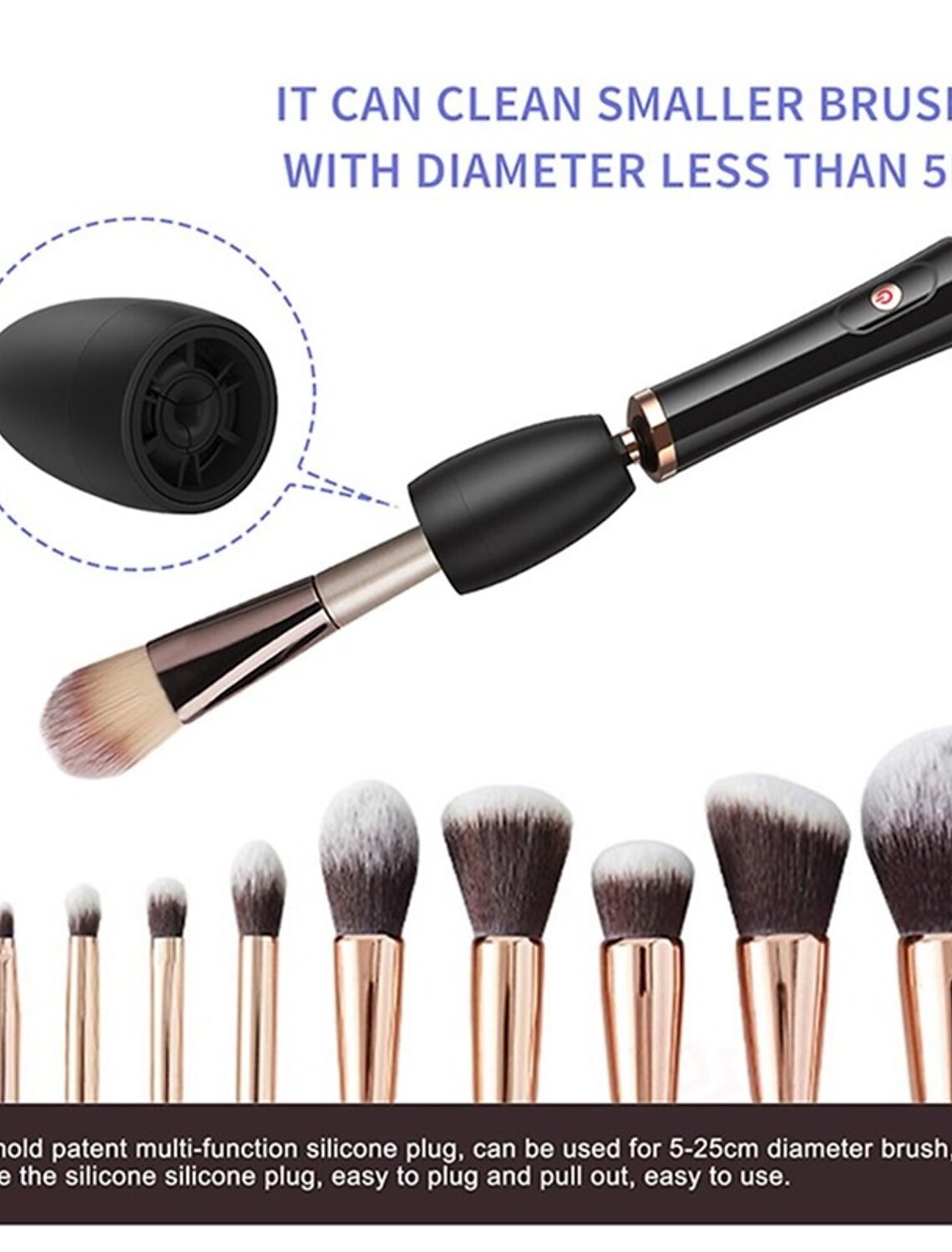 Components of the electric makeup brush cleaner.
