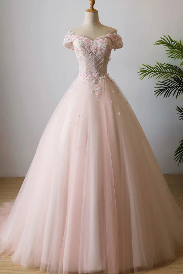 A-line Beautiful Ball Gown Sweep Train Prom Dress Evening Dress