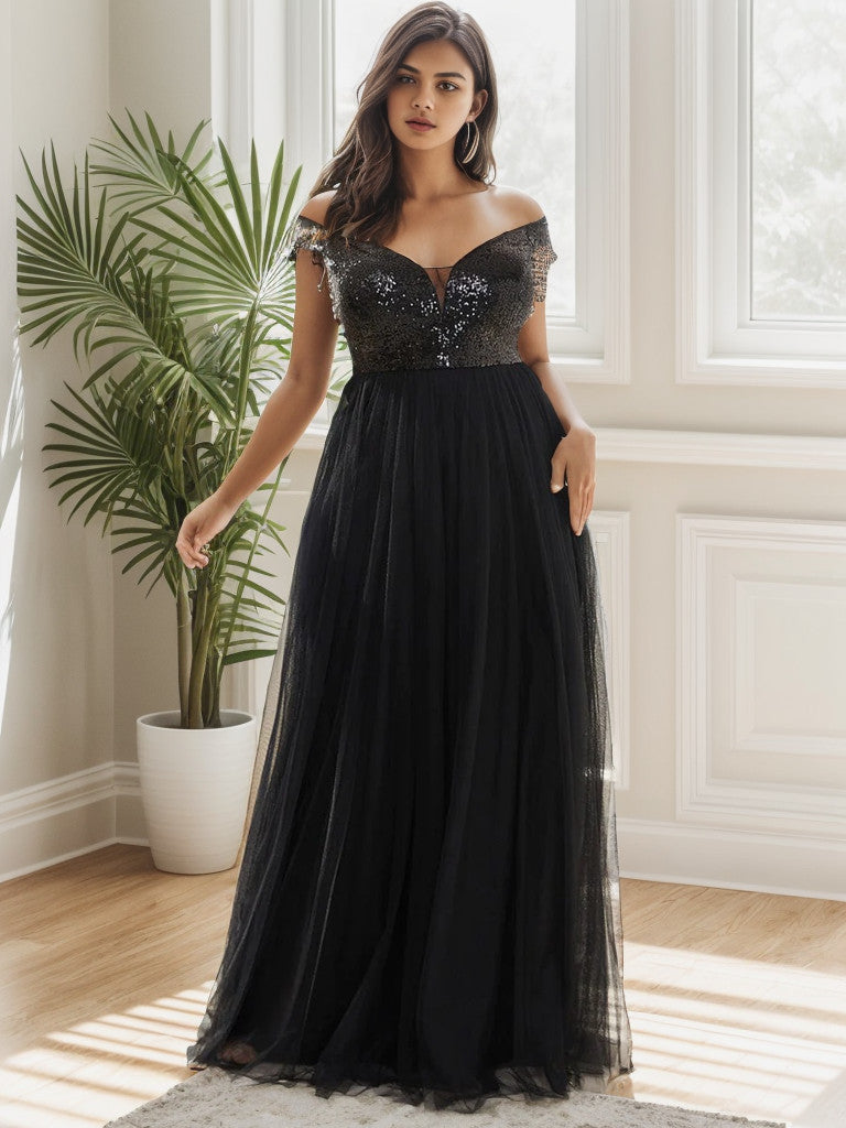 Plus Size Long Sequin Special Occasion Dresses