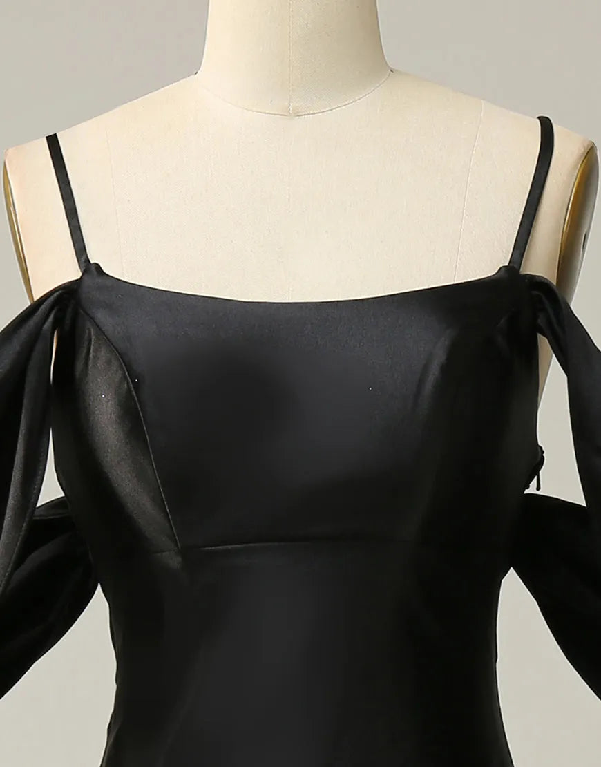 Off The Shoulder Criss-Cross Back Long Satin Prom Dress