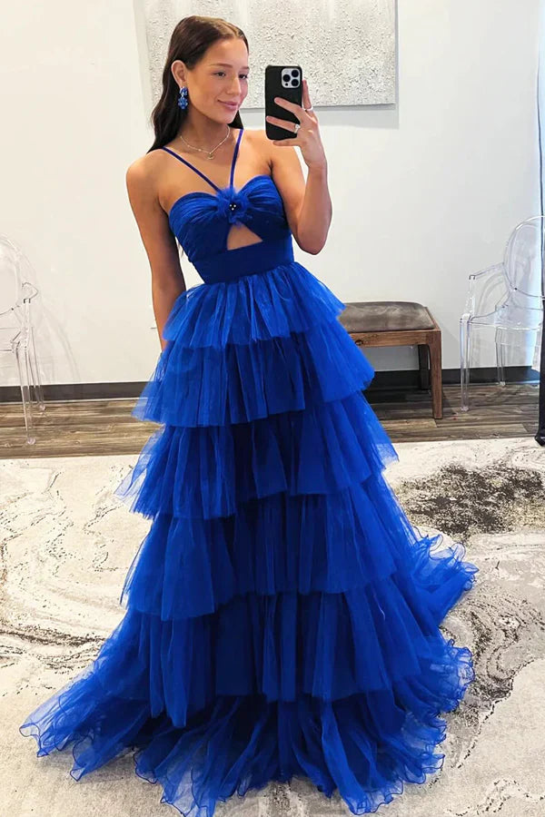 A-line Tulle Layers Long Formal Dress Princess Prom Dresses  BL Dress