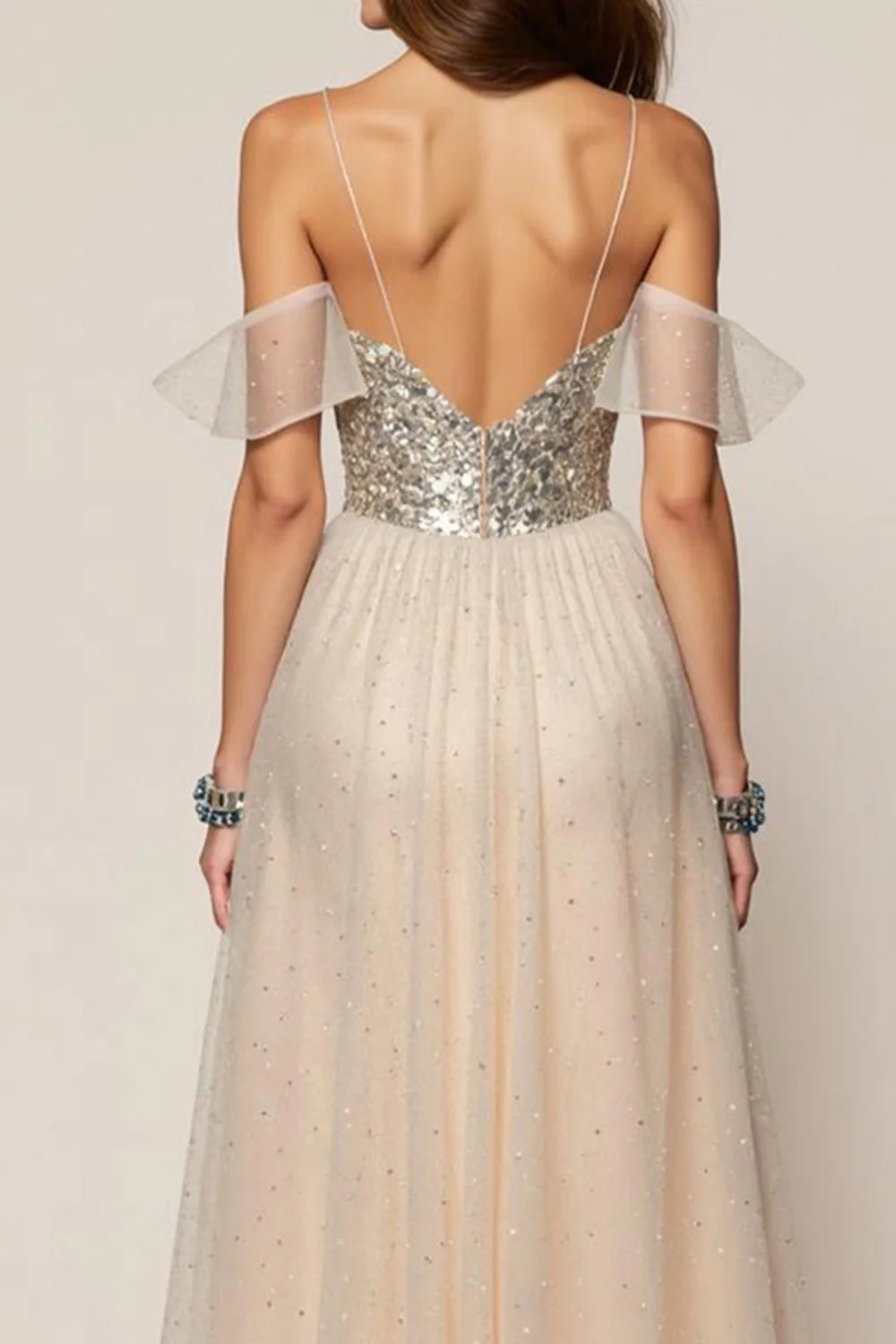 Blush Pink Off The Shoulder Prom Dress With Sequin Bodice And High Low Tulle Skirt For Formal Evening Party