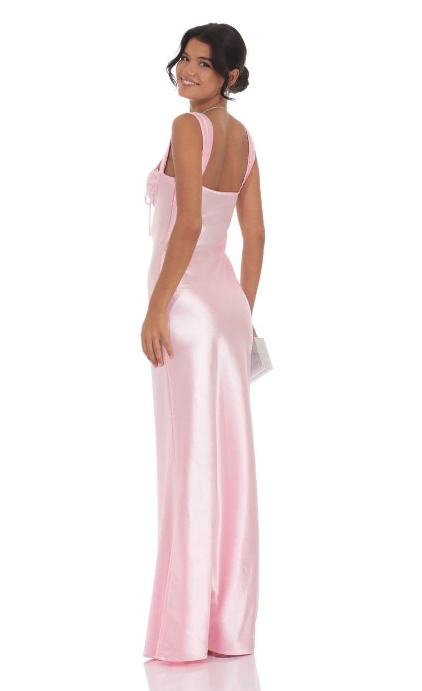 Blush Pink Satin Prom Dress With Lace Bustier Formal Prom Dress