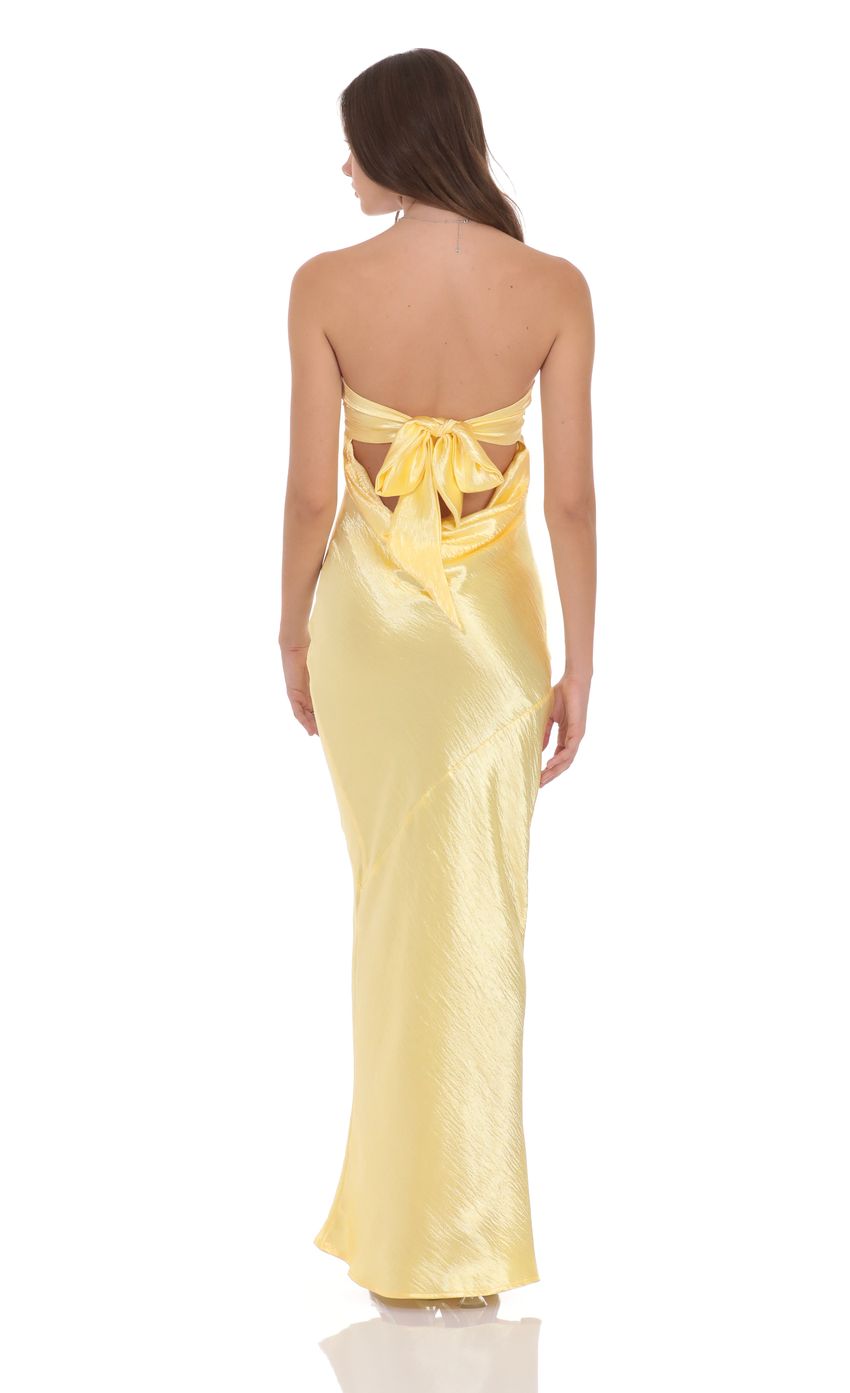 Bright Yellow Strapless Mermaid Prom Dress With Bow Back Formal Prom Dress