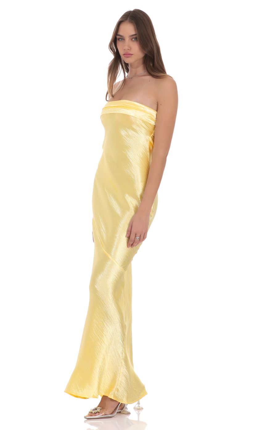 Bright Yellow Strapless Mermaid Prom Dress With Bow Back Formal Prom Dress