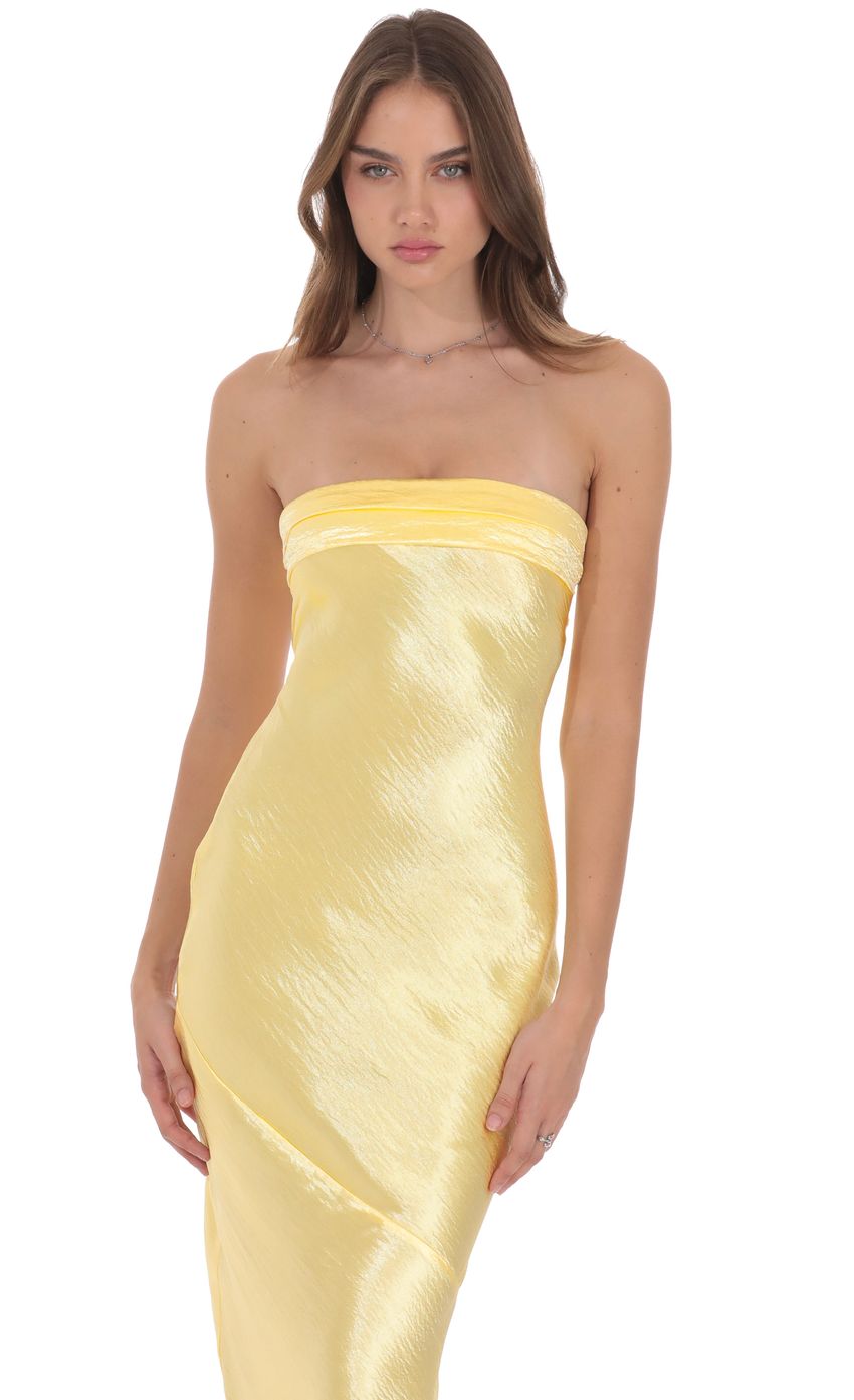 Bright Yellow Strapless Mermaid Prom Dress With Bow Back Formal Prom Dress