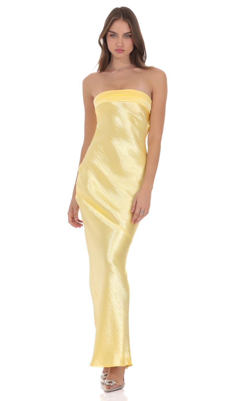 Bright Yellow Strapless Mermaid Prom Dress With Bow Back Formal Prom Dress