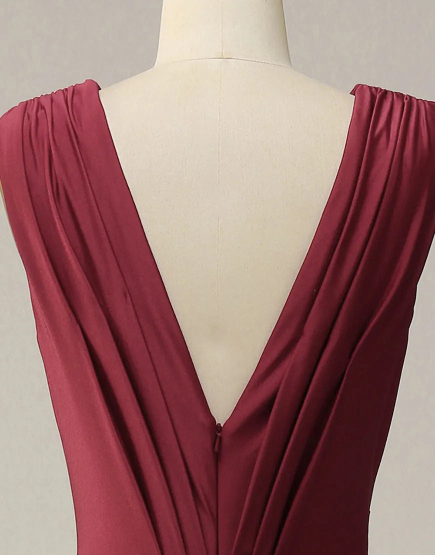 Mermaid V-Neck Long Glitter Prom Dress With Pleating