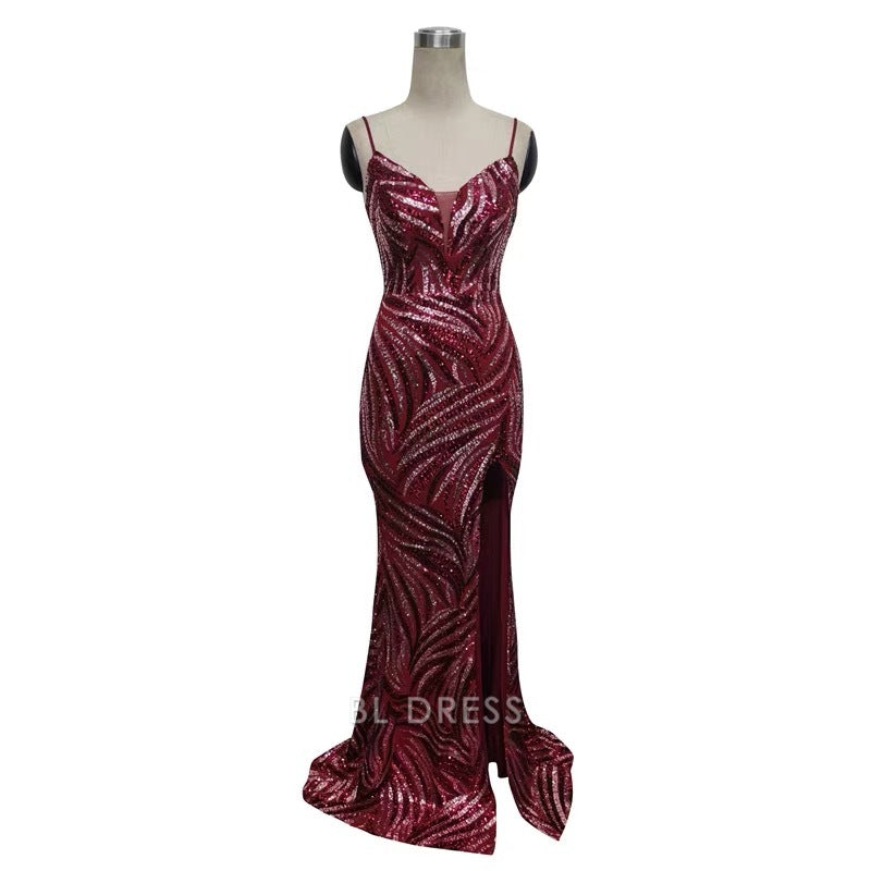 Mermaid Spaghetti Straps formal dresses Bridesmaid Dresses evening gown Prom Dress