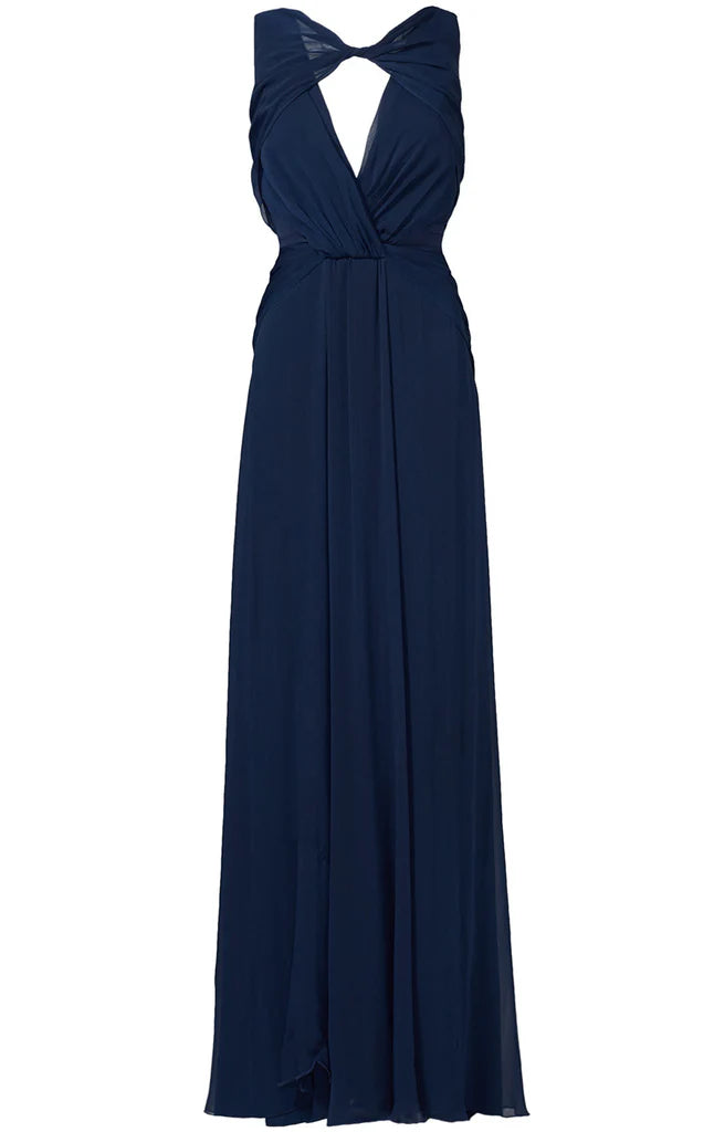 Chiffon-Abendkleid mit Trägern und Ausschnitt, schlichtes Ballkleid mit offenem Rücken