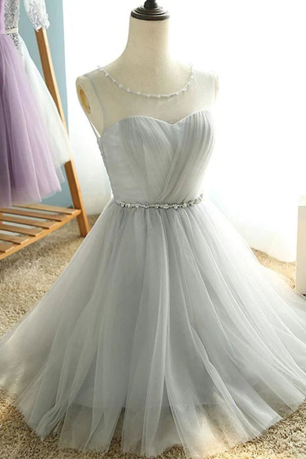 Side view of A-line sweetheart lace-up pleated short homecoming dress.