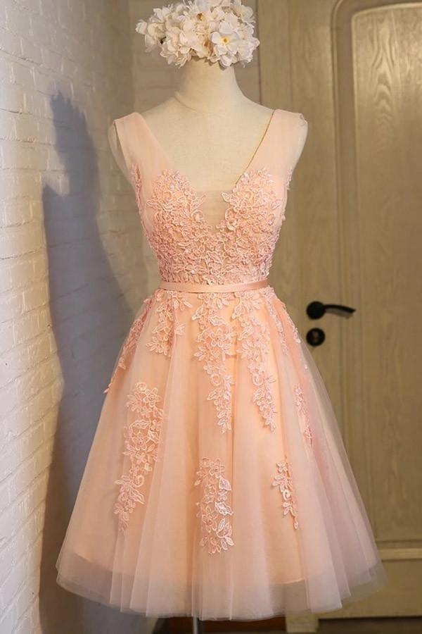 Charming strapless tulle short dress for homecoming or prom.