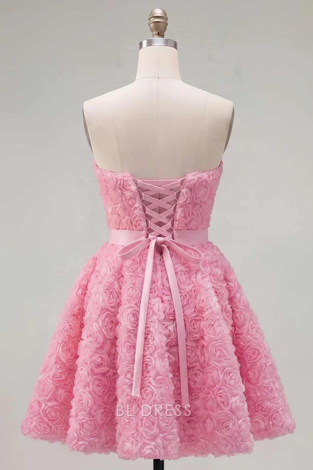 Charming A-Line Sweetheart Sleeveless Rose Textured Pink Short Homecoming Dress Women's Gown
