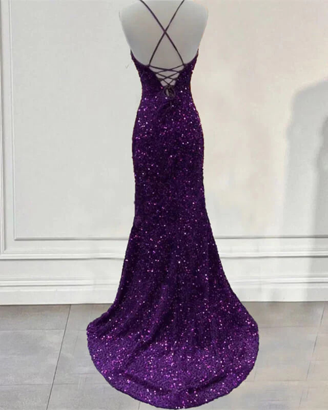 Mermaid Sequin Formal Prom Dress Evening Dress With Split