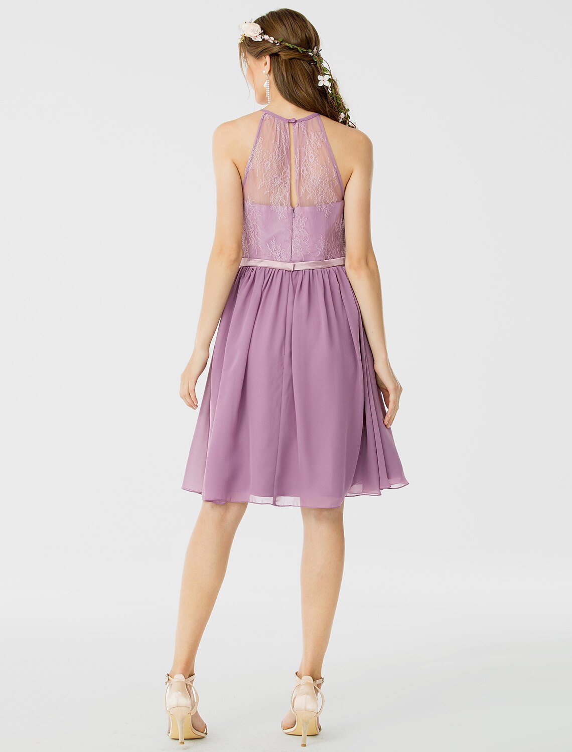 Full length view of elegant bridesmaid gown.