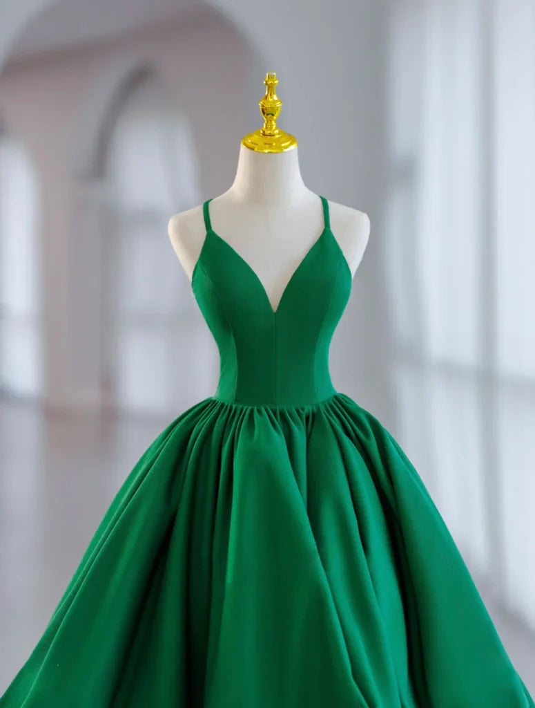 Elegant A-Line V-Neck Satin Short Prom Dress.