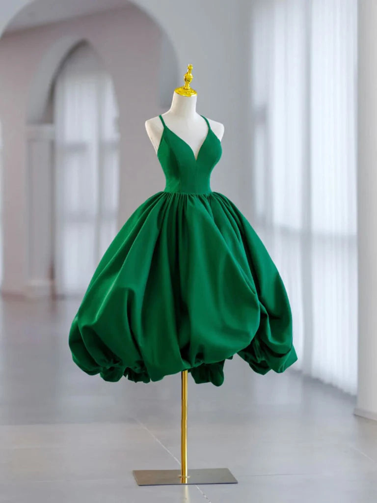 Back view of the A-Line V-Neck Satin Short Prom Dress.