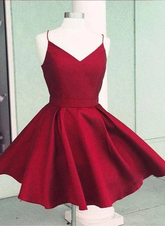 Elegant A-line V-neck short dress for special occasions.