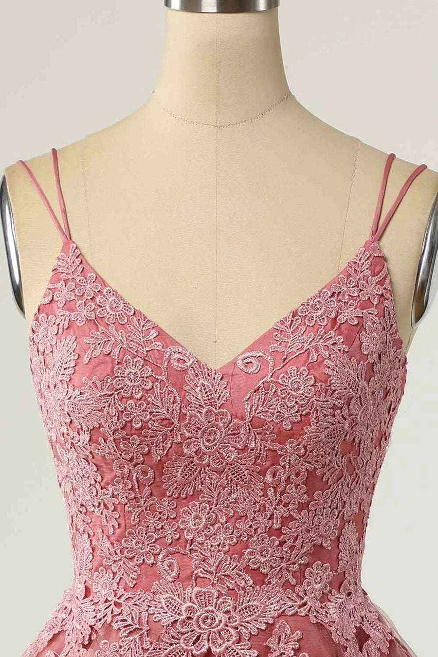 Side view of the A-line mini homecoming dress silhouette.