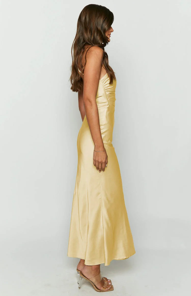 Chic Mermaid One Shoulder Sleeveless Open Back Floor Length Prom Dress