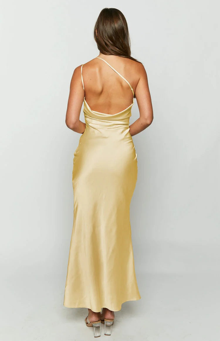 Chic Mermaid One Shoulder Sleeveless Open Back Floor Length Prom Dress