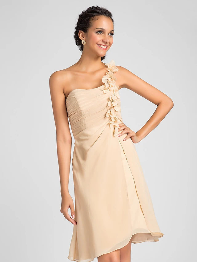 Bridesmaid dress in a different color, showcasing the sheath silhouette.
