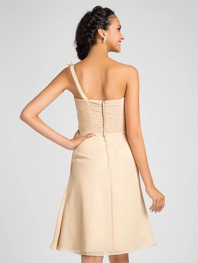 Full length view of the chiffon bridesmaid dress.