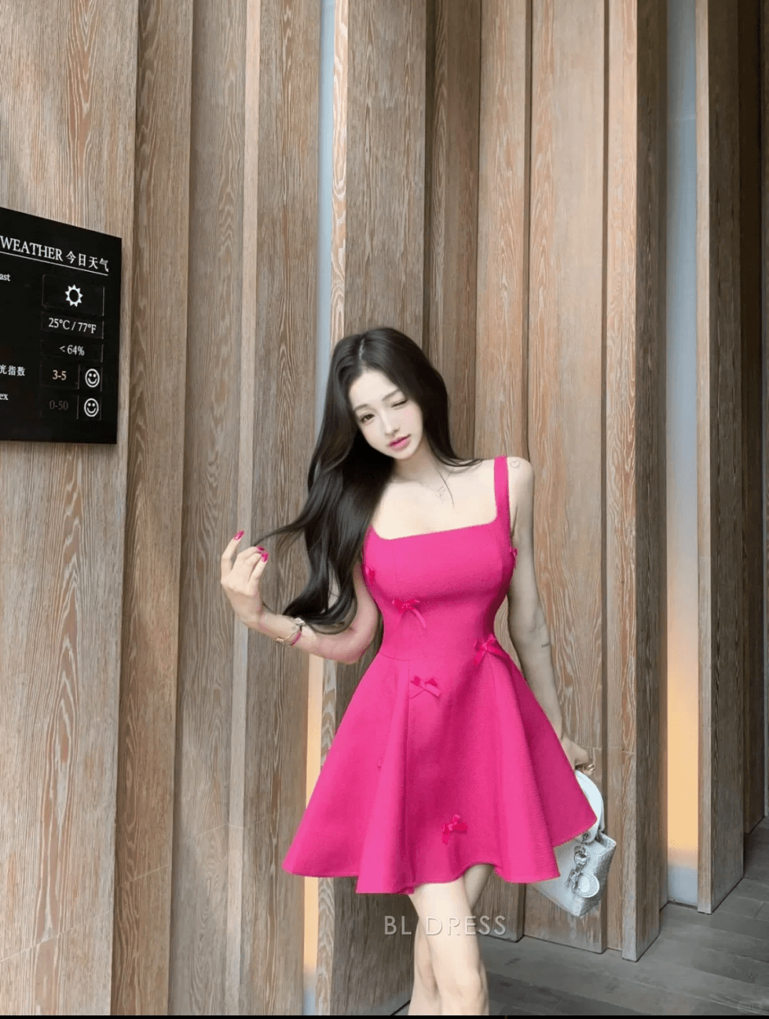 Chic A-Line Square Neck Sleeveless Bow Hot Pink Mini Homecoming Dress Women's