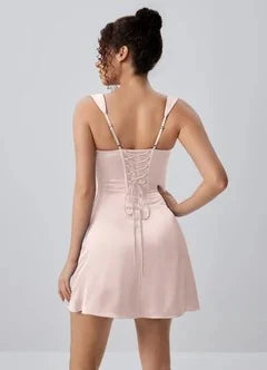 Chic A-Line Square Neck Sleeveless Ruched Blush Pink Mini Homecoming Dress