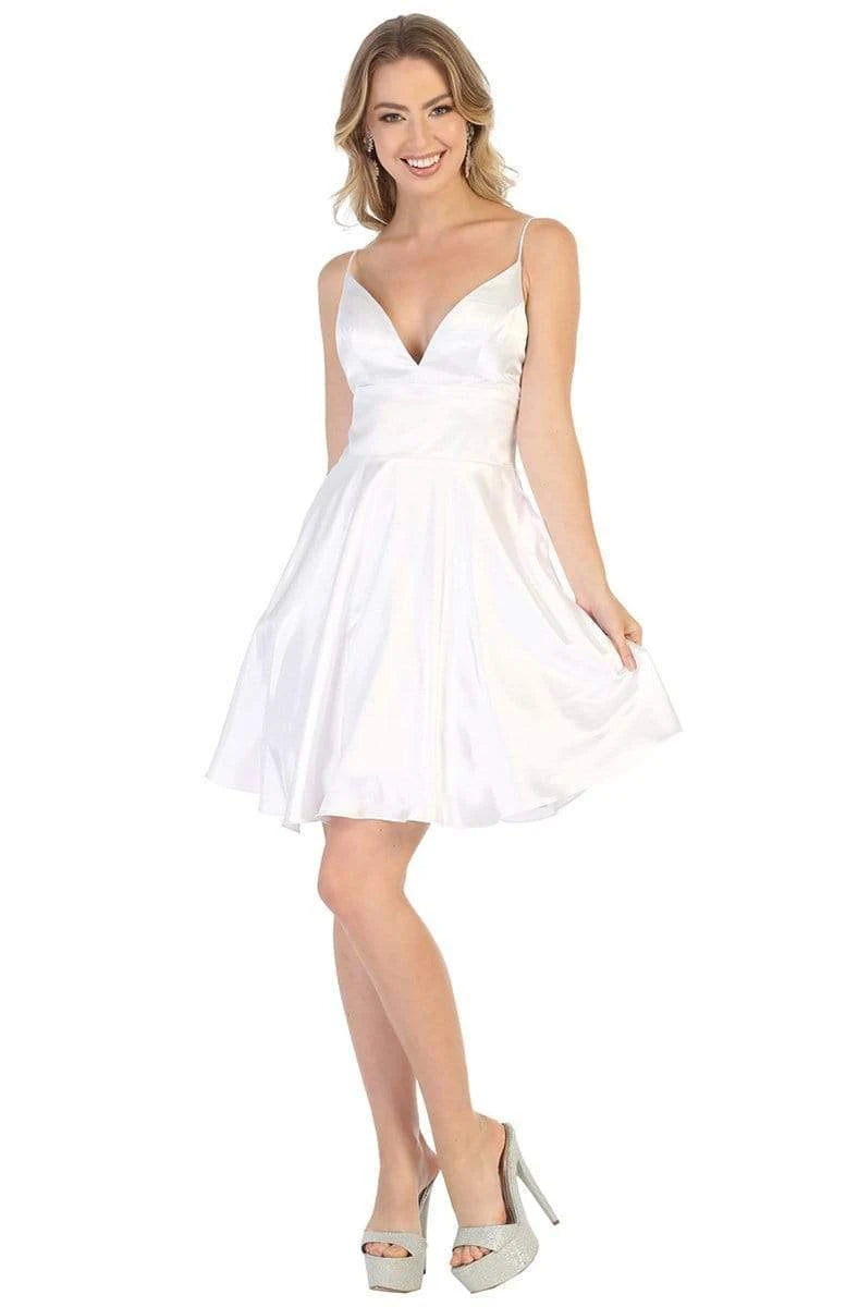 Chic A-Line V-Neck Sleeveless Strappy White Short Homecoming Dress for Women