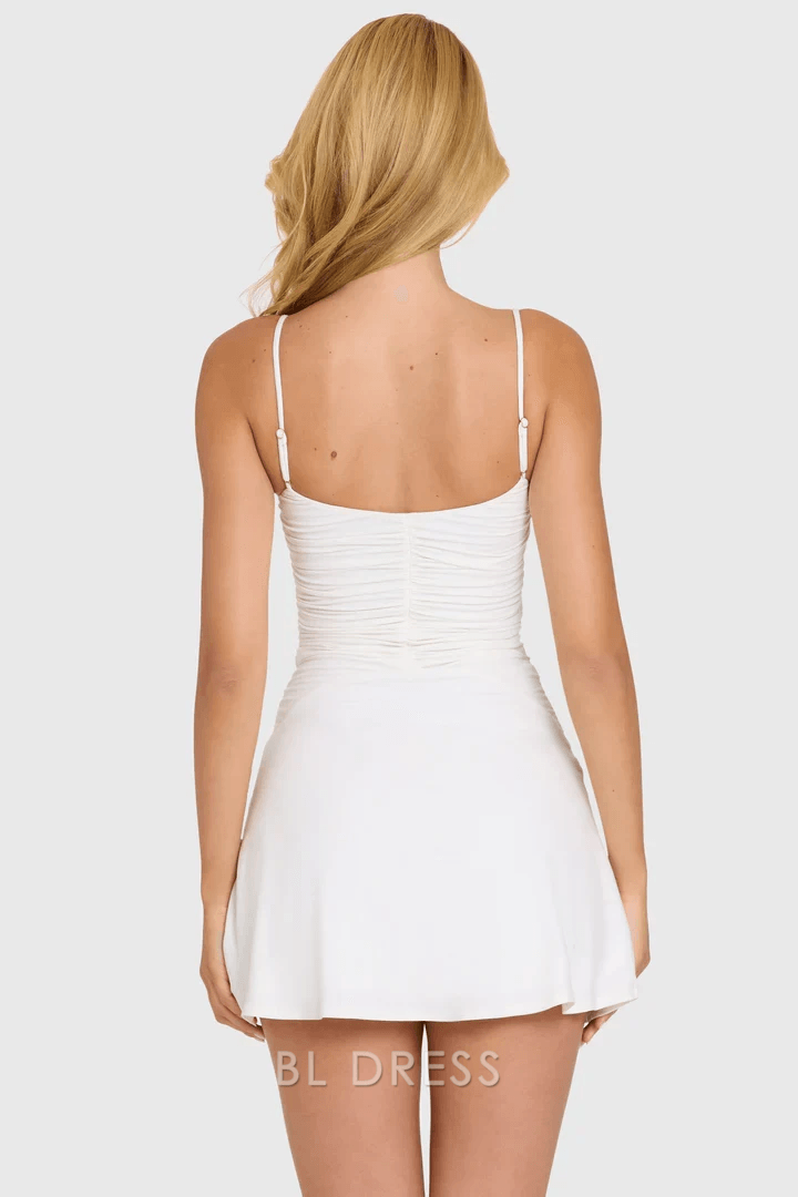 Chic Fitted A-Line Sweetheart Ruched White Mini Homecoming Dress For Women