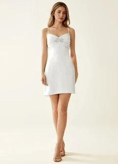 Chic Sheath Sweetheart Sleeveless Ruched Strappy White Mini Homecoming Dress