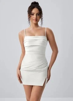 Chic Strapless Bodycon Ruched Scarf White Mini Homecoming Dress Women